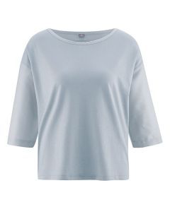 Organic Hemp Box T Shirt with 3/4 length Sleeve - Silver Grey