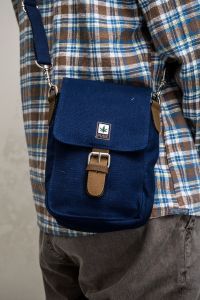 Organic Hemp Medium Shoulder Bag - Navy Blue