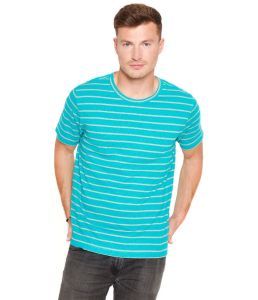 Mens Organic Striped Hemp T-Shirt - Teal/Smoke Grey