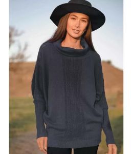 Womens Hemp and Organic Cotton Knit Sweater - India Blue