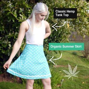 Organic Sustainable Summer Outfit - Sky Blue Skirt