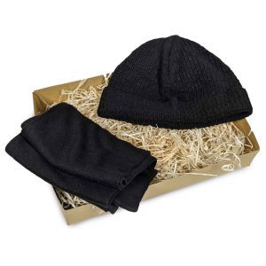Sustainable Beanie and Scarf Gift Box - Black
