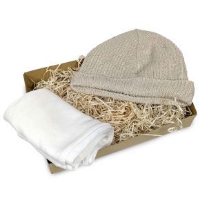 Sustainable Beanie and Scarf Gift Box - Natural