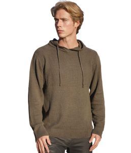 Mens Eco Sustainable Knit Hoodie - Olive Green