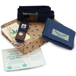 Organic Hemp Wallet, Belt and Keyring Gift Set - With Box