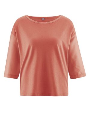 Organic Hemp Box T Shirt with 3/4 length Sleeve - Orange