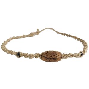 Grooved Wooden Bead Hemp Necklace