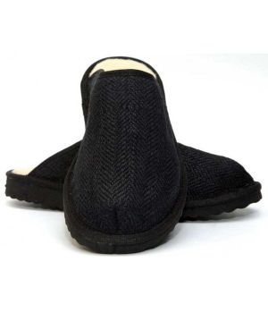 Organic Hemp & Merino Wool slippers - Black, Pair