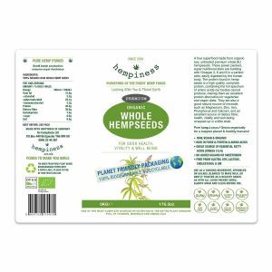 Hempiness Organic Premium Whole Hemp Seed 5kg Label