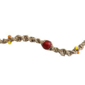 Red Beaded Hemp Bracelet / Necklace