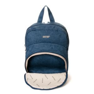 Kids Small Blue Hemp Backpack Front Pocket