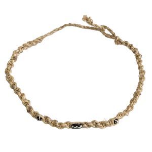 White Stripe Beaded Hemp Necklace / Bracelet