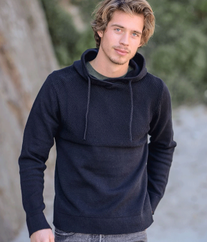Mens Eco Sustainable Knit Hoodie - India Blue
