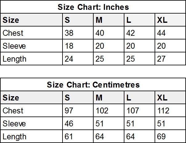 Men's Eco Friendly Hemp Denim Jean Jacket size chart