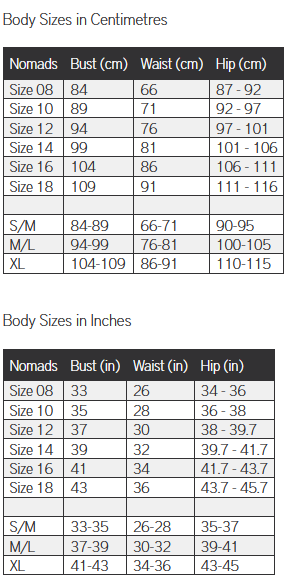 nomads womens size guide