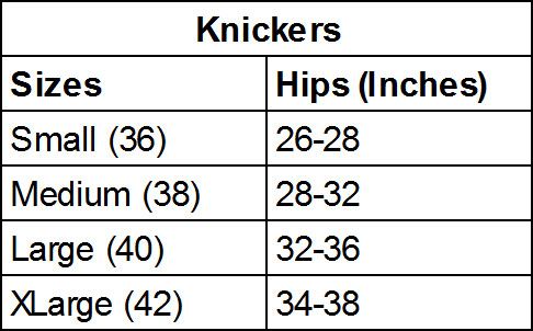 Hemp Knickers Size Chart